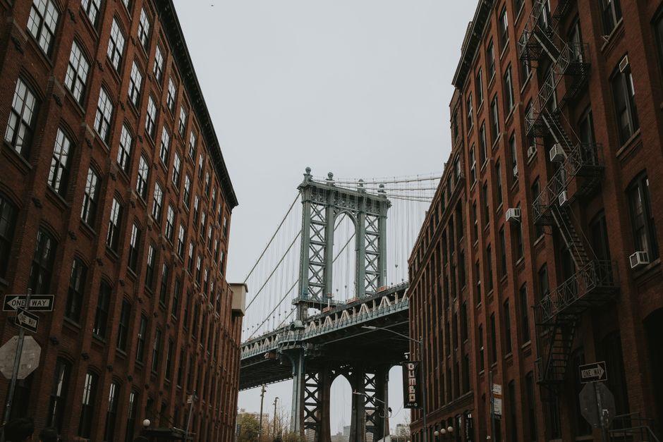 View of the Manhattan Bridge from Dumbo in New York City New York United States